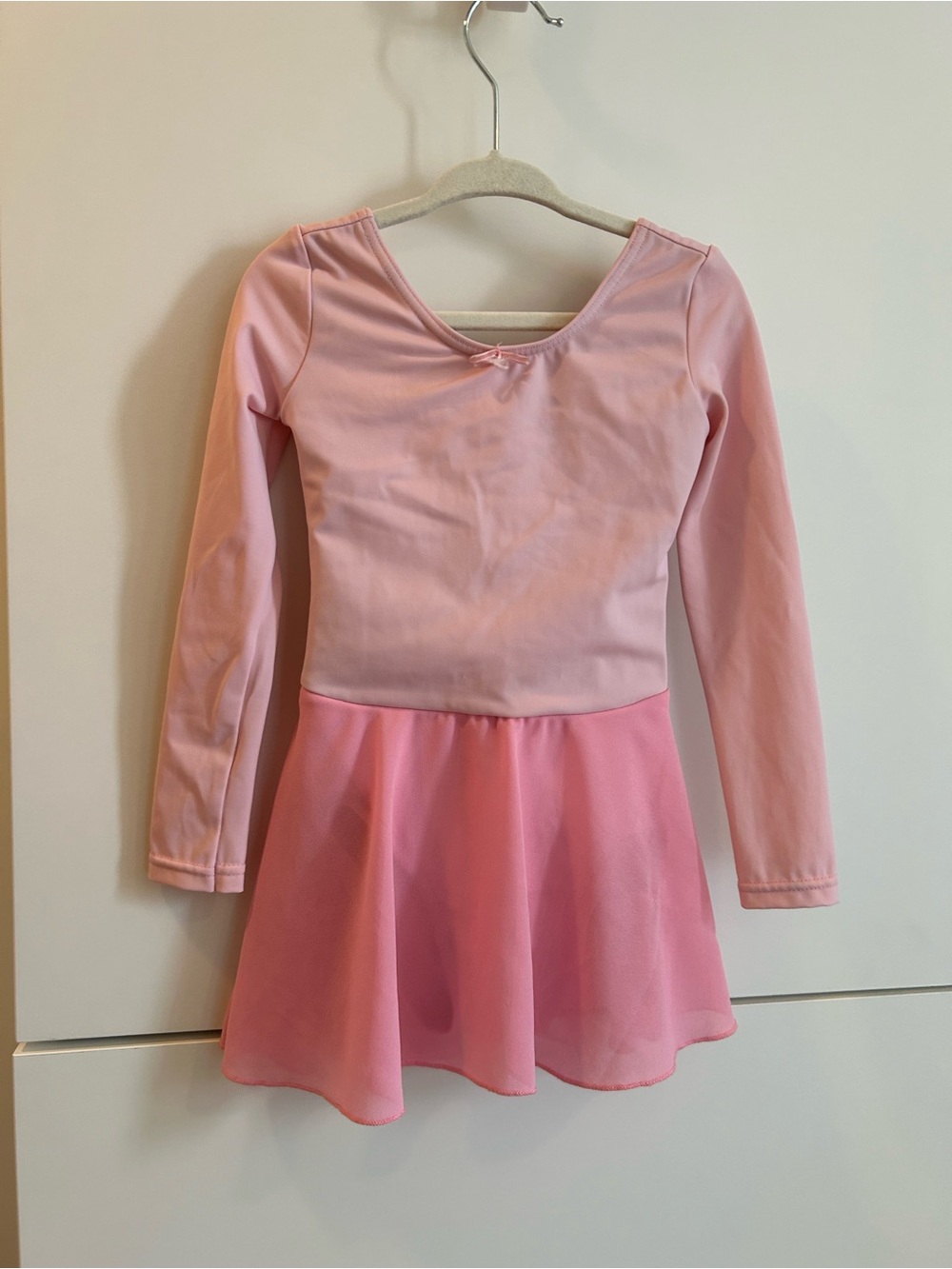 Weissman Pink Long-Sleeve Practice Dance Dress with Skirt - XSC